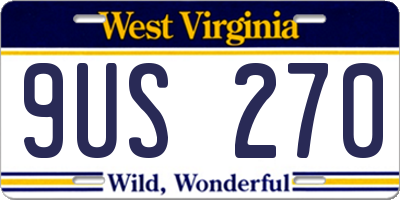 WV license plate 9US270