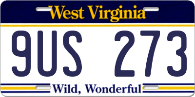 WV license plate 9US273