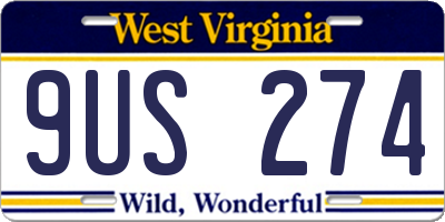 WV license plate 9US274