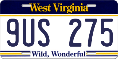 WV license plate 9US275