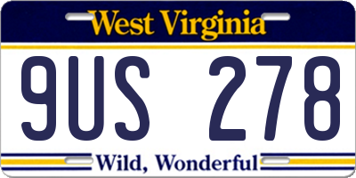 WV license plate 9US278