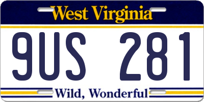 WV license plate 9US281