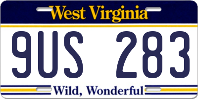 WV license plate 9US283