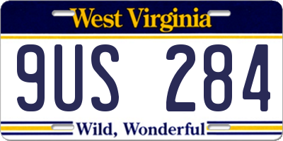 WV license plate 9US284
