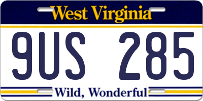 WV license plate 9US285