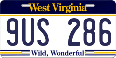 WV license plate 9US286