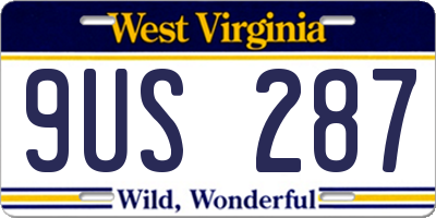 WV license plate 9US287