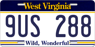 WV license plate 9US288