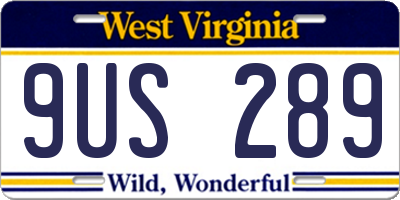 WV license plate 9US289