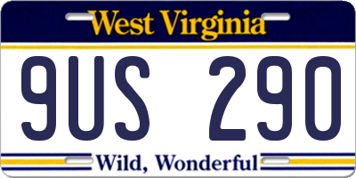 WV license plate 9US290
