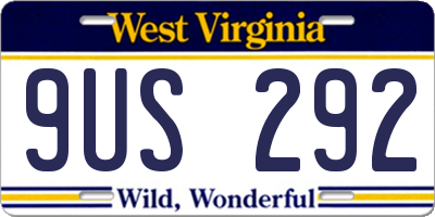 WV license plate 9US292