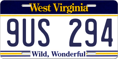 WV license plate 9US294