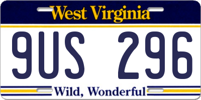 WV license plate 9US296