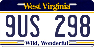 WV license plate 9US298
