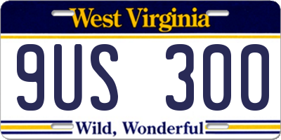 WV license plate 9US300