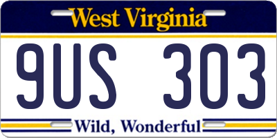 WV license plate 9US303