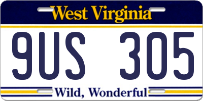 WV license plate 9US305