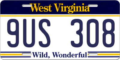 WV license plate 9US308