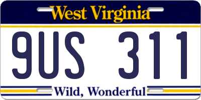 WV license plate 9US311
