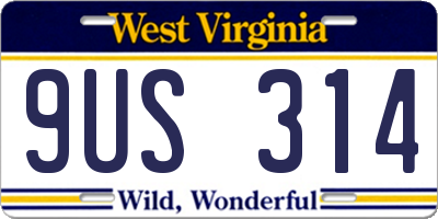 WV license plate 9US314