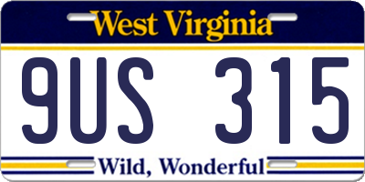 WV license plate 9US315