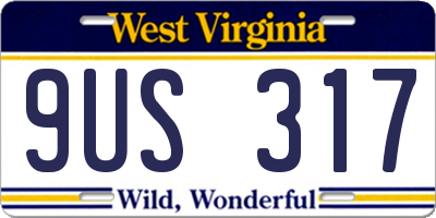 WV license plate 9US317