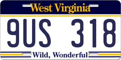 WV license plate 9US318