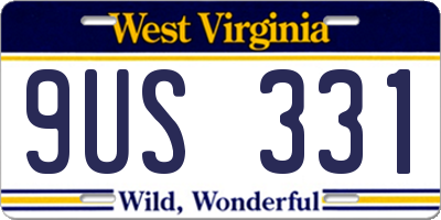 WV license plate 9US331