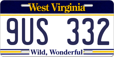 WV license plate 9US332
