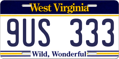 WV license plate 9US333