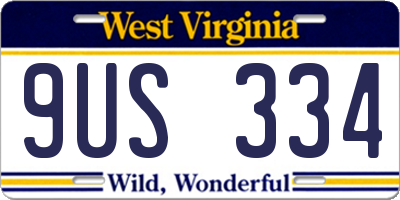 WV license plate 9US334