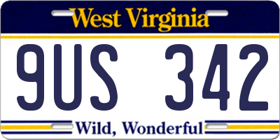 WV license plate 9US342