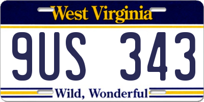WV license plate 9US343
