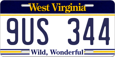 WV license plate 9US344