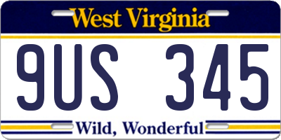 WV license plate 9US345