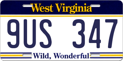 WV license plate 9US347