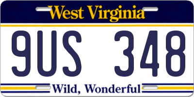 WV license plate 9US348