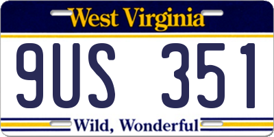 WV license plate 9US351