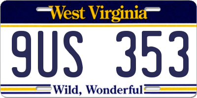 WV license plate 9US353