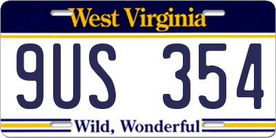 WV license plate 9US354