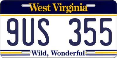 WV license plate 9US355