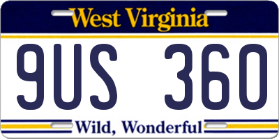 WV license plate 9US360