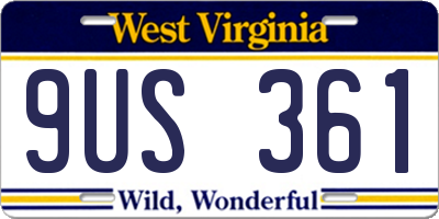 WV license plate 9US361