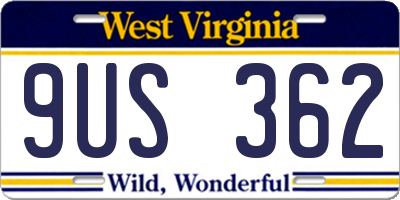 WV license plate 9US362