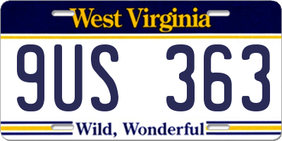 WV license plate 9US363