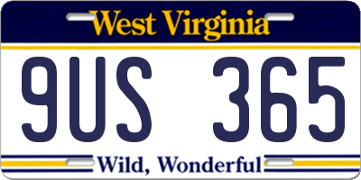 WV license plate 9US365