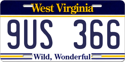 WV license plate 9US366