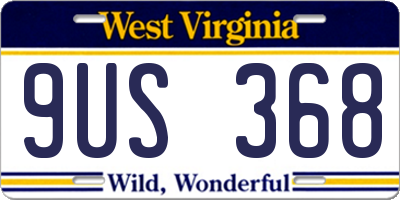 WV license plate 9US368