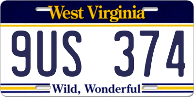 WV license plate 9US374
