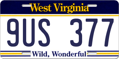 WV license plate 9US377